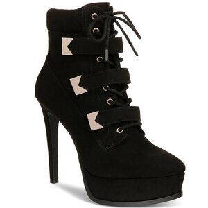 Thalia Sodi Women's Sasha Lace-up Platform Dress Booties , Black Microsuede , 7